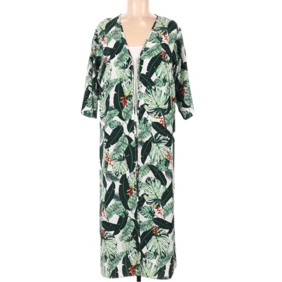 NWT Rachel Zoe Palm Leaf Kimono Duster Swim Cover Caftan OS - Picture 6 of 10